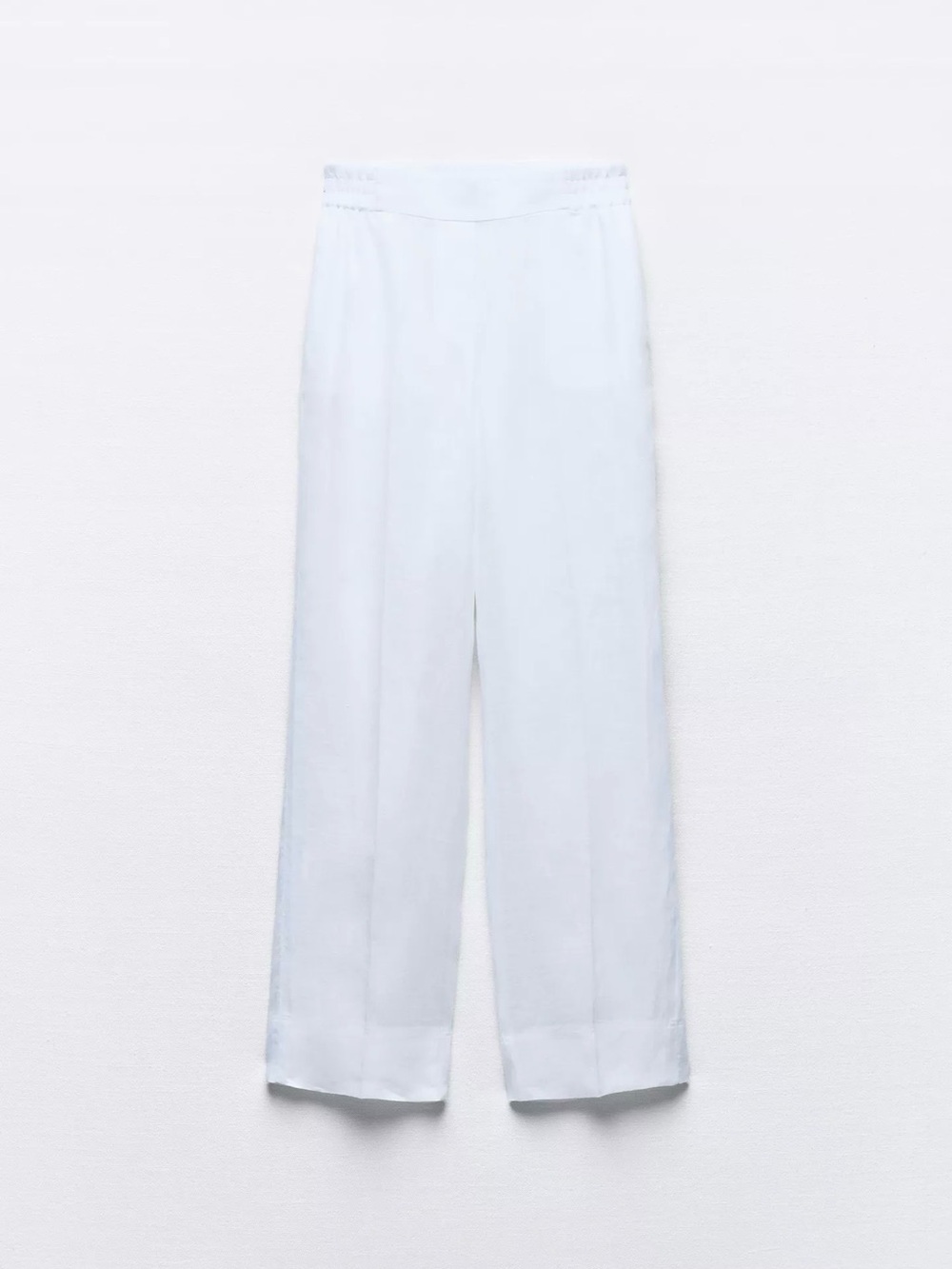 Zara linen White straight-Leg Pants